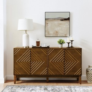 BEAFUP 60.5'' Buffet Cabinet with Storage, Farmhouse Fluted Sideboard with Adjustable Shelves, Mid Century TV Stand for Living Room Kitchen - 1 of 4