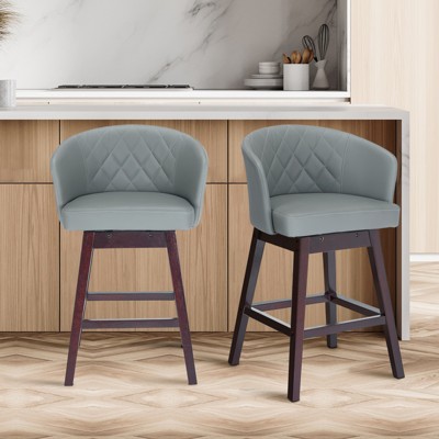 360 Degree Swivel Bar Stools, Counter Height Barstools, Modern Upholstered Bar Stools 2 pack