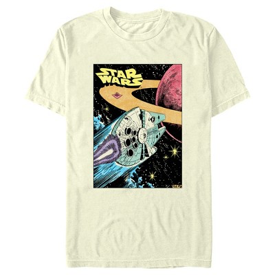 Men's Star Wars: A New Hope Millennium Falcon Comic Book Poster T-shirt ...