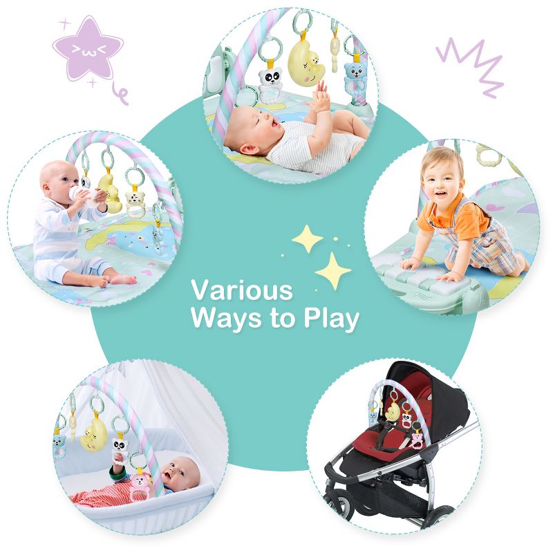 Baby Gym 3 in 1 Fitness Music and Lights Fun Piano Activity Center Toys, 4 of 11