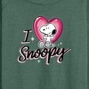 Women's - Peanuts - I Heart Snoopy Lightweight French Terry Wide Neck Long Sleeve Graphic Shirt - 2 of 4