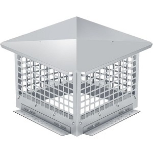 COZONY Chimney Cap 304 Stainless Steel Mesh Cover, Weatherproof Spark Arrestor with Easy Bottom Installation, Outdoor Flue Tile Guard, Silver - 1 of 4