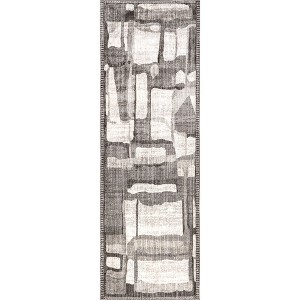 Nuloom Chrissie Abstract Shapes Fringe Runner Indoor Area Rug - 2' 8" x 8', Gray - 1 of 4