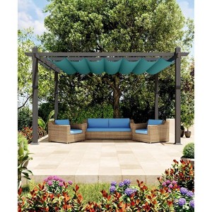 Outdoor Aluminum Pergola, Metal Freestanding Shelter with Adjustable Sun Shade Canopy, Reinforced Frame Outdoor Shelter for Patios - 1 of 4