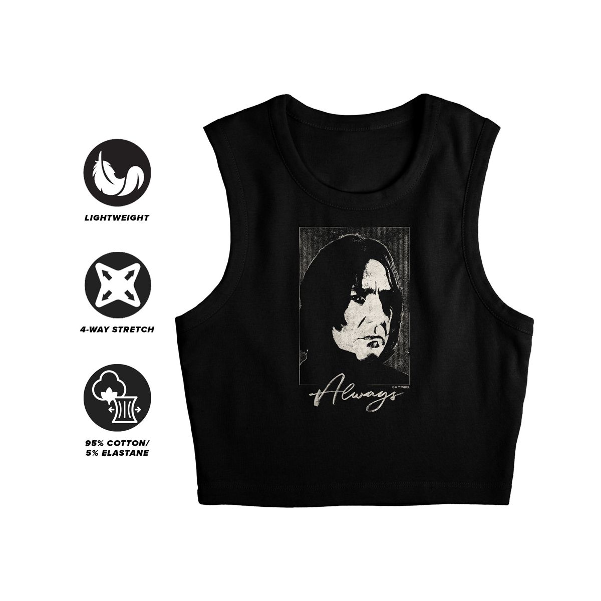 Women's Harry Potter Severus Snape Always Valentine Sleeveless Crop Top Tank - thumbnail 4