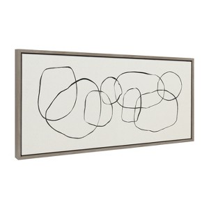 Kate and Laurel Sylvie Dancing Circles Framed Canvas by Teju Reval of SnazzyHues, 18x40, Gray - 1 of 4