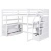 TIRAMISUBEST Twin/Full Size Loft Bed with Bulit-in Desk, Shelves and 2 Storage Drawers, Wooden Loft Bedframe with Storage Staircase and Guardrails - 4 of 4