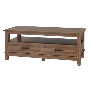 Farmhouse Coffee Table with Drawers, 47.2" Center Table Rustic Coffee Tables White Brown Living Room Table - 1 of 4