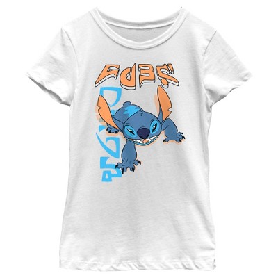 Girl's Lilo & Stitch Crawling Stitch T-shirt - White - Medium : Target