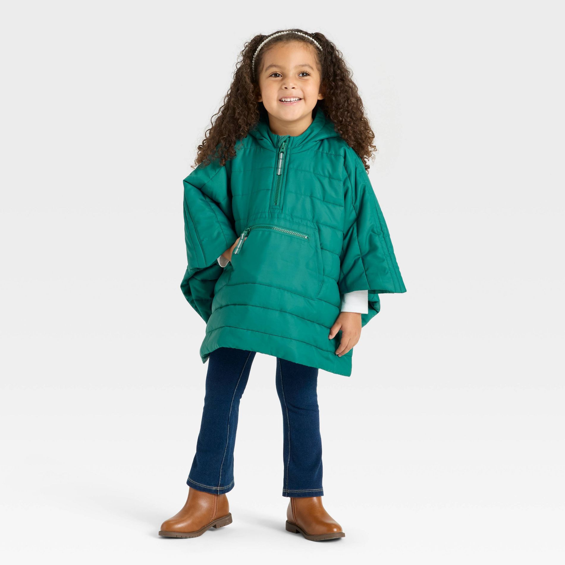 Toddler Girls' Hooded Puffer Jacket - Cat & Jack™ Green 5T