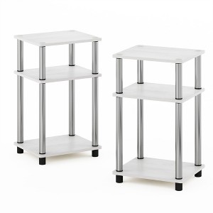 Furinno Just 3-Tier Turn-N-Tube End Table, 2-Pack, White Oak, Stainless Steel Tubes - 1 of 1