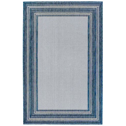 Carmel Navy Bordered Non-Slip Indoor Area Rug 2' x 5' / Navy