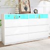 Vipbear 6-Drawer Double Dresser with Power Outlet & LED Lights, Wide Storage Chest with Open Shelving,Black - 4 of 4
