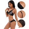 INSPIRE CHIC 2 Pcs Women's Floral Mesh Push-Up Underwire Lace Bra and Underwear Sets - 3 of 4