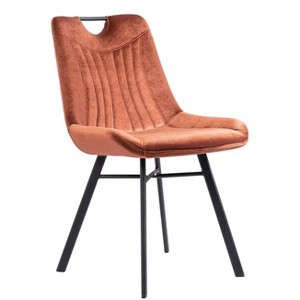 Dining Chair 32.3" H (Set of 2) in Brown Velvet with Powder Coated Steel Legs by Zuo Modern - 1 of 4