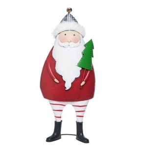 Transpac Large Metal Standing Santa w/Tree Home Decorations Christmas - 1 of 1