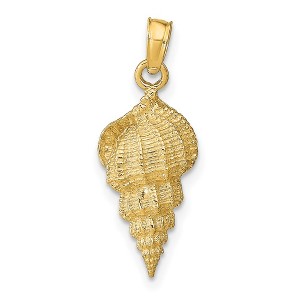 Black Bow Jewelry 14k Yellow Gold 2D Textured Conch Shell Pendant - 1 of 4