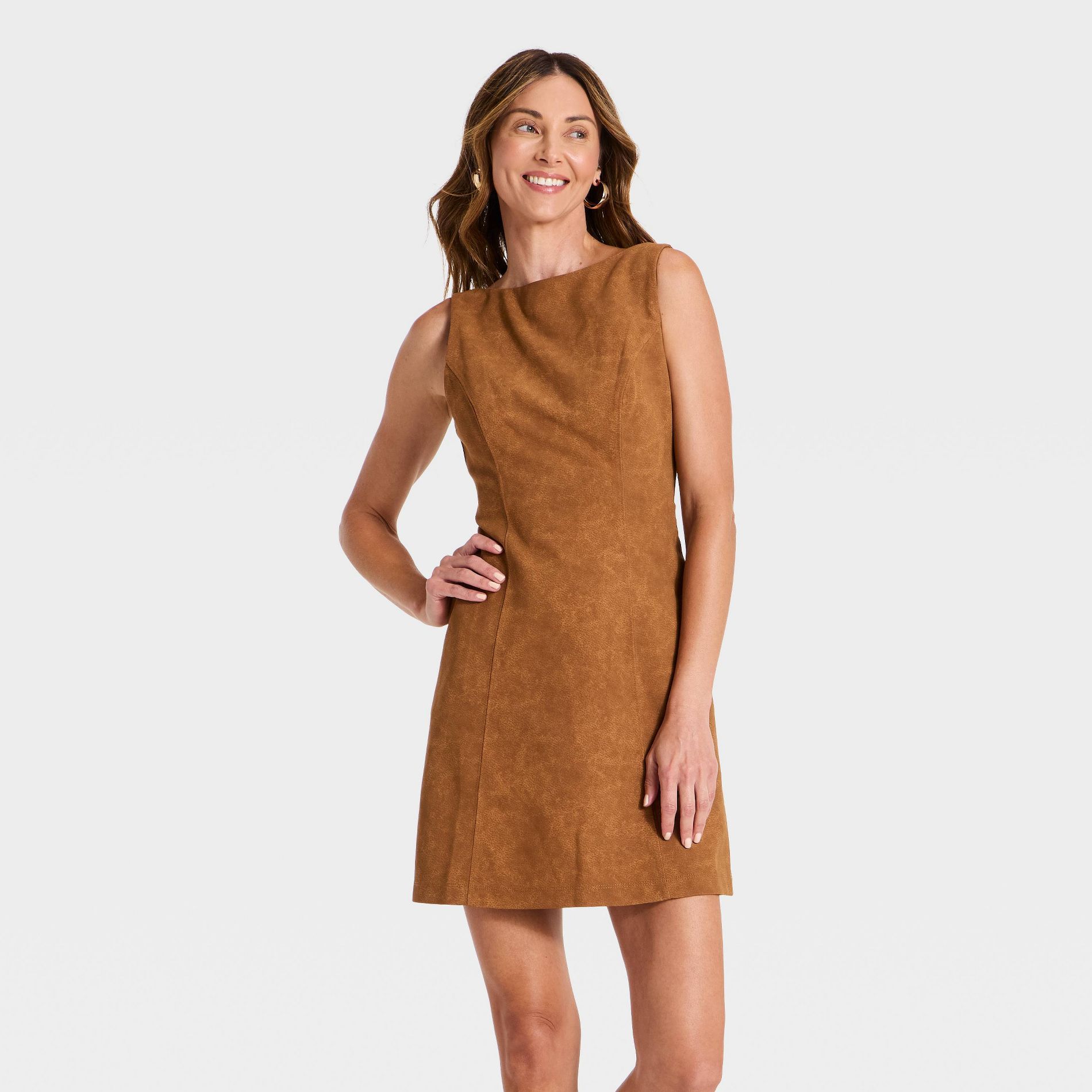 Women's Faux Suede Mini Dress - A New Day™ Brown