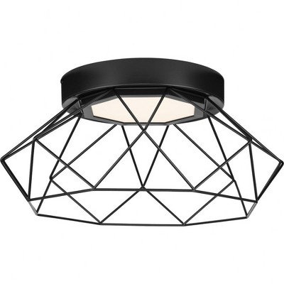 Progress Lighting Geodesic 1-Light LED Flush Mount, Matte Black, Steel, 18" x 8", Contemporary Style