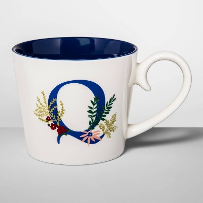 16oz Stoneware Monogram Mug Cream Q - Opalhouse™