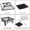 Nature Spring 33" Square Fire Pit With Tile Surround – Black and Orange - 2 of 4