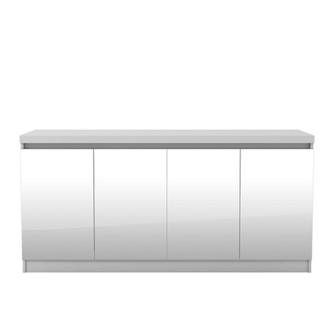 62.99 Viennese 6 Shelves Buffet Cabinet With Mirrors Gloss White Manhattan Comfort Target