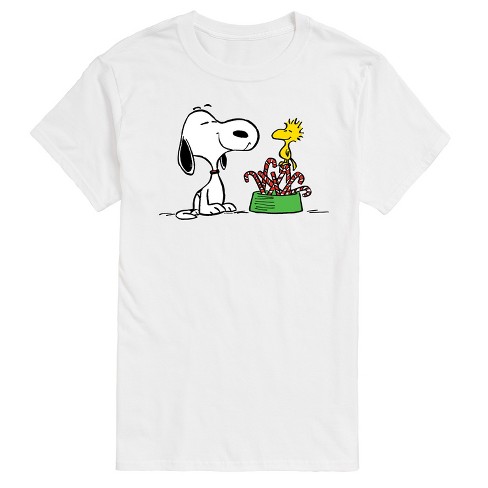 Men's - Peanuts - Snoopy Woodstock Candy Canes Christmas Short Sleeve Graphic T-Shirt - image 1 of 4