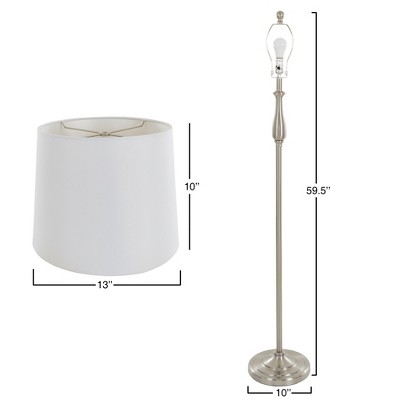 Sleek Brushed Steel 3-Piece Table and Floor Lamp Set, White
