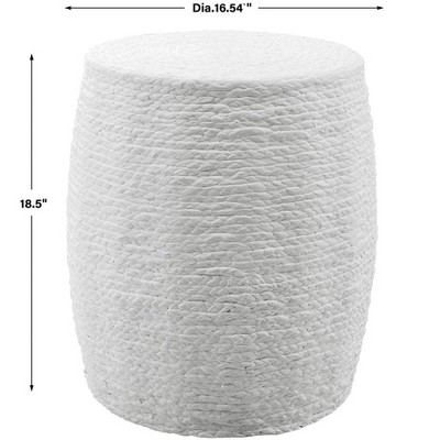 Resort Casual White Braided Straw Accent Stool