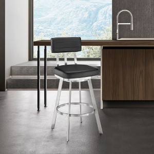 PAGED Swivel Bar Stools Faux Leather Counter Stools with Footrest, Island Chairs for Home Pub - 1 of 4