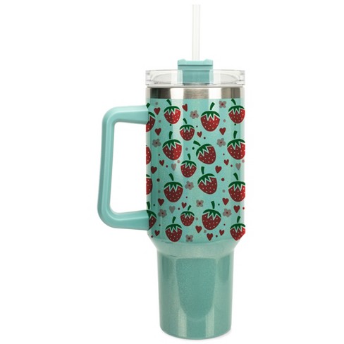 100 North Sweet Strawberry Heart Flower Fruit 40 oz. Stainless Steel, Large Water Bottle Coffee Mug, Spill & Leak Resistant, Thermal Travel Tumbler - image 1 of 1