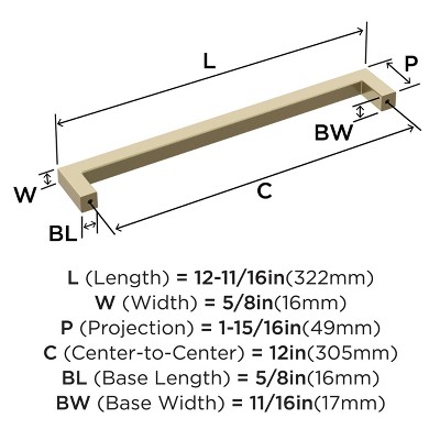 Golden Champagne 12-inch Modern Square Appliance Pull