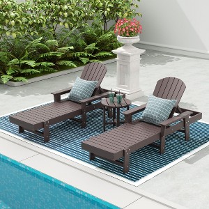 WestinTrends Dylan 3 Piece Adirondack Poly Reclining Chaise Lounge With Arms - 1 of 4