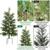 Artificial Cedar Topiary Tree Set of 2, Faux Pine Tree Plant Ground Stake, Fake Evergreen Cypress Tree for Home Office Decor, Housewarming Gift - 2 of 4