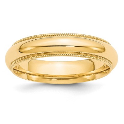 Black Bow Jewelry 5mm 10K White or Yellow Gold Half Round Milgrain Comfort Fit Band
