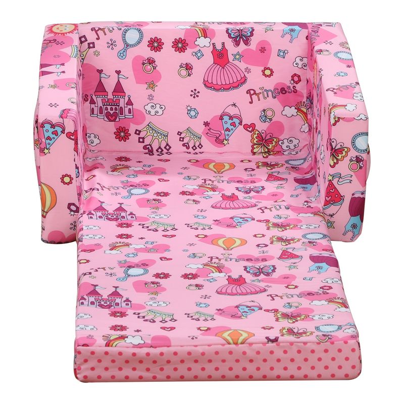 Qaba Kids Fold-Out Couch/Chair Lounger with Space-Themed Washable Fabric & Removable Cushion for 3-6 Years Old, 5 of 9