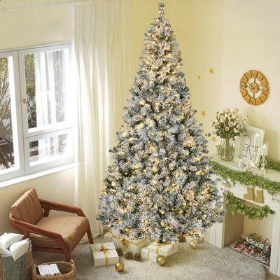 NicBex 7.5ft Prelit Snow Flocked Artificial Christmas Tree with 1188 Branch Tips, 500 LED Lights and Metal Stand for Indoor