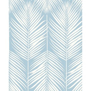 NextWall Palm Silhouette Peel and Stick Wallpaper Light Blue: Removable Vinyl, Nautical Leaf Pattern, Repositionable, 30.75 Sq Ft Coverage - 1 of 4