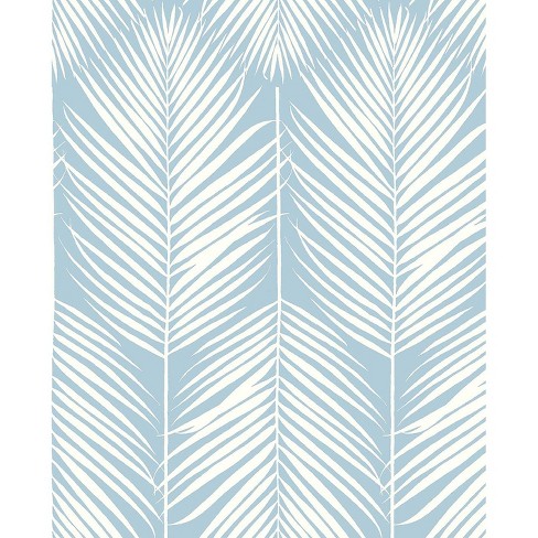 NextWall Palm Silhouette Peel and Stick Wallpaper Light Blue: Removable Vinyl, Nautical Leaf Pattern, Repositionable, 30.75 Sq Ft Coverage - image 1 of 4