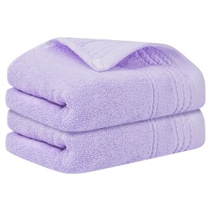 Unique Bargains Striped Pattern Comfort Quick-Drying Hand Towels for Bathroom Camp 2 Packs - 1 of 4