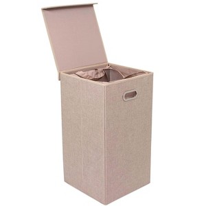 BirdRock HomeSingle Laundry Hamper with Lid and Removable Liner - Cream - 1 of 4