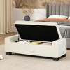 FONTOI 50" Ottoman Bench, Rectangular Design with Hinged Lid, Footrest with Hidden Storage for Living Room, Bedroom, White, 20"*16.75"*50.25" - 4 of 4