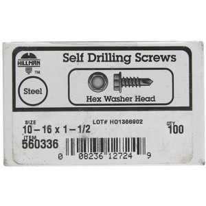 Hillman No. 10-16 X 1-1/2 in. L Hex Hex Washer Head Sheet Metal Screws 100 pk - 1 of 1