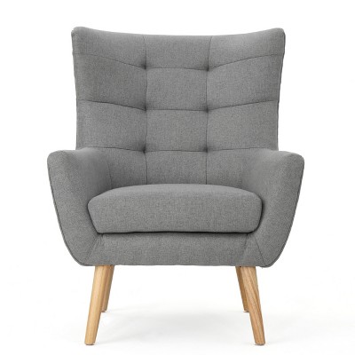 GDFStudio Evie Mid-Century Modern Fabric Tufted Club Chair with Splayed Legs