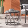 Bruce Outdoor Round Wicker Side Table Gray: Bohemian Style, Water-Resistant - Christopher Knight Home - 3 of 4