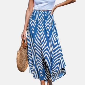 Women's Navy Abstract Smocked Waist Midi Skirt -Cupshe - 1 of 4