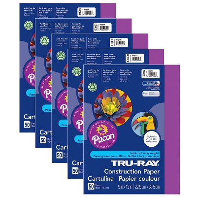 Tru-Ray® Construction Paper, Magenta, 9" x 12", 50 Sheets Per Pack, 5 Packs