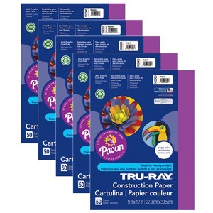 Tru-Ray® Construction Paper, Magenta, 9" x 12", 50 Sheets Per Pack, 5 Packs - 1 of 2