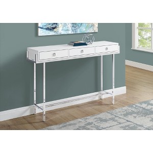 Lyngins Entryway Table with 3 Drawers,Stylish Console Table with Silver Metal Pulls and Chrome Metal Base for Living Room - 1 of 4