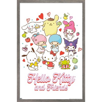 Trends International Hello Kitty and Friends - Kuromi Framed Wall Poster Prints Barnwood Framed Version 14.725 x 22.375